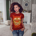 Miniatyrbild 3 av 3: Night Owl On Fire Kvinnor T-shirt 3XL
