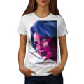 Miniatyrbild 1 av 3: Måla Konst Ansikte Mode Kvinnor Whitet-shirt XL