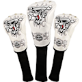 Miniatyrbild 2 av 3: Läder Skull Head Broderi Style Golf Club Headcover Set Protector