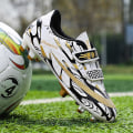 Miniatyrbild 3 av 5: Fotbollsskor för barn Halkfria fotbollsskor Klossar Gräs Fotbollssneakers 169 WhiteGold 30