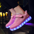 Miniatyrbild 4 av 4: Barnsneakers Led Flash Skor Mode löparskor 807 Pink 26