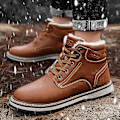 Miniatyrbild 5 av 5: Snöskor för män Läder Plus Velvet Varma Utomhus bomullsskor F9704 LightBrown 41