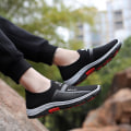 Miniatyrbild 2 av 5: Sommar Mesh Män Skor Lättvikts Sneakers Herr Mode Casual Walking Skor 2G107 Black 40