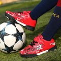 Miniatyrbild 4 av 5: Fotbollsskor för barn Halkfria fotbollsskor Klossar Gräs Fotbollssneakers 720 BlackRed 31