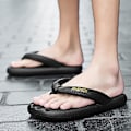 Miniatyrbild 5 av 5: Strandtofflor för män Modesandaler Utomhus Halkfria inomhusskor 3B2811 Black 40-41