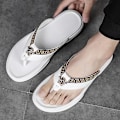 Miniatyrbild 5 av 5: Herrflip-flops Läder Casual Sandaler Tofflor Mode Trend Strandskor 20223 White 41