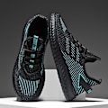 Miniatyrbild 4 av 5: Sneakers för män Andas stretchtyg Mjukt Bekväma löparsportskor 2G6921 BlackGreen 44