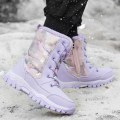 Miniatyrbild 5 av 5: Flickor Vintersnöskor Vattentåliga skor Anti-halk Casual Lätt vandringskänga Txe6066 Purple 32