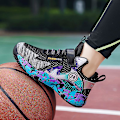Miniatyrbild 5 av 5: Basketskor för barn Mode Pojkar Flickor Sneakers Andas Sportskor 2202 BlackPurple 34