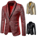 Miniatyrbild 1 av 5: Shiny Glitter Suit Jacket, Herr Sjalkrage Enknapps Blazer Jacka, Balklänning Blazers red 2XL