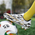 Miniatyrbild 5 av 5: Fotbollsskor för pojkar Halkfria fotbollsskor Klossar Gräs Fotbollssneakers 169 WhiteGold 36