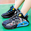 Miniatyrbild 4 av 5: Basketskor för barn Mode Halkfria sneakers Andas Pojkar Flickor Sportskor 2902 BlackBlue 34