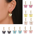 Miniatyrbild 3 av 5: 6 färger Butterfly Drop örhängen Tiny Dainty Mini Butterfly Hoop Örhängen Set