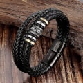 Miniatyrbild 4 av 5: Till min son/till mitt barnbarn - "I Will Always Be With You" Flätat läderarmband för män, rostfritt S