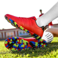 Miniatyrbild 5 av 5: Fotbollsskor för män Halkfria fotbollsskor Klossar Gräs Fotbollssneakers 3C22026 Red 40