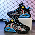 Miniatyrbild 2 av 5: Basketskor för barn Mode Halkfria sneakers Andas Pojkar Flickor Sportskor 2902 BlackBlue 34