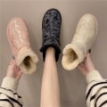 Miniatyrbild 5 av 5: Dam Vinterstövlar Snow Boot Plysch Varma Skor Vattentät Boot X-01 Beige 38