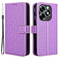 Miniatyrbillede 1 af 5: Til Itel S23+ S681l Taske Pung Pu Læder Stand Diamond Texture Telefon Cover Purple