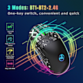 Pikkukuva 3 / 5: 2,4 GHz:n langaton Bluetooth -hiiri Pelihiiri 3-tilan Rgb-taustavalo Langaton Optinen USB pelihiiri 3600dpi ladattava mykistyshiiri Black