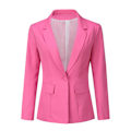 Miniatyrbillede 2 af 5: Yynuda 2-delt Slim Fit ensfarvet forretningsdragt til kvinder (blazer+bukser) Dark Pink M