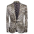Miniatyrbillede 2 af 3: Fxiaoxian mænds 2 stk leopardprint jakkesæt med én knap med blazer og bukser M