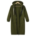 Miniatyrbillede 2 af 5: Kvinder Casual Zip Up Fleece Hættetrøjer Tunika Sweatshirt Lang jakke C Green M