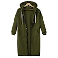 Miniatyrbillede 2 af 5: Kvinder Casual Zip Up Fleece Hættetrøjer Tunika Sweatshirt Lang jakke C Green S