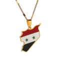 Miniatyrbild 1 av 5: Rostfritt stål Syrien Karta Flagga hänge Halsband Mode Syriens Karta Smycken Black Gun Plated