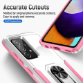 Miniatyrbillede 5 af 5: Til Samsung Galaxy A52 4g/5g/a52s 5g Defender Series Velbeskyttet Pc + Tpu telefoncover Rotary Ring Kickstand Mobiltelefontaske White Pink