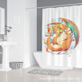 Miniatyrbillede 1 af 4: Sencu Pikachu Kawaii Anime tegneserie 3D-printet badeforhæng - 180x191 cm vandtæt polyester badeværelsesindretning med kroge