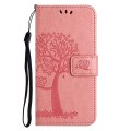 Miniatyrbillede 4 af 5: For Honor X6a 4g Owl Tree Imprinted Pu Læder Stand Wallet Case Fuld beskyttelse Telefon Cover Pink