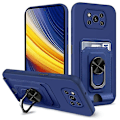 Pikkukuva 1 / 5: Xiaomi Poco X3 Pro / X3 Nfc Ring Kickstand Card Wallet Tpu phone case Blue