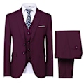 Miniatyrbillede 1 af 5: Herredragt til bryllupsfest Middag 3-delt Business Suit Blazer Vest Bukser 9 farver Dark Red XS