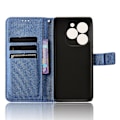 Miniatyrbillede 4 af 5: Til Itel S23+ S681l Taske Pung Pu Læder Stand Diamond Texture Telefon Cover Blue
