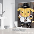 Miniatyrbillede 4 af 4: Sencu Pikachu Kawaii Anime tegneserie 3D-printet badeforhæng - 180x191 cm vandtæt polyester badeværelsesindretning med kroge