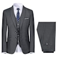 Miniatyrbillede 1 af 5: Herredragt til bryllupsfest Middag 3-delt Business Suit Blazer Vest Bukser 9 farver Dark Grey XS