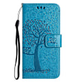 Miniatyrbillede 4 af 5: For Honor X6a 4g Owl Tree Imprinted Pu Læder Stand Wallet Case Fuld beskyttelse Telefon Cover Blue
