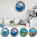 Pikkukuva 1 / 5: 4 cps 3D-valokuvaus vedenalainen seinätarra Kylpyhuone Sea Life Animal Decal -vinyylijuliste, 100 % uusi A