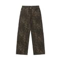 Tan Leopard Jeans Dam Jeansbyxor Dam Oversize Byxor med vida ben Leopard Print M