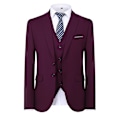 Miniatyrbillede 2 af 5: Herredragt til bryllupsfest Middag 3-delt Business Suit Blazer Vest Bukser 9 farver Dark Red M