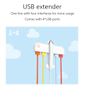 Miniatyrbild 2 av 5: USB 2.0 Hub 4 Port Multiple Expander 2.0 med laddningsport, plugg och för spel White