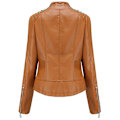 Miniatyrbillede 3 af 5: Allthemen Dame ensfarvet revers Stud Trim Classic-Fit læderjakke Coffee XS