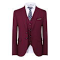Miniatyrbillede 2 af 5: Herredragt til bryllupsfest Middag 3-delt Business Suit Blazer Vest Bukser 9 farver Red M