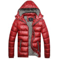 Pikkukuva 1 / 2: Miesten Puffer Bubble Coat Talven lämpimämpi tikattu topattu takkipäällysvaatteet Purplish Red M