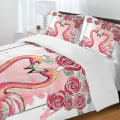 Miniatyrbild 2 av 5: 100 % bomull Flamingo Lucky cover - Printed på framsidan och vändbart enfärgat vitt - Inkluderar 1 påslakan 2 cover - OEKO Tex ) Double200x200cm