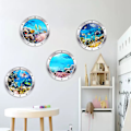 Pikkukuva 2 / 5: 4 cps 3D-valokuvaus vedenalainen seinätarra Kylpyhuone Sea Life Animal Decal -vinyylijuliste, 100 % uusi C