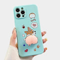 Miniatyrbild 1 av 5: Söt 3D Cartoon Peach Corgi phone case för iPhone 14 Pro Max/13/12/11/SE/XR/XS/X/8Plus/7/6S Blue iPhone11Pro Max