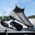 Miniatyrbillede 3 af 5: Herre fodboldsko Skridsikre fodboldstøvler Klamper Græs Fodbold Sneakers 3A1126A Black 45