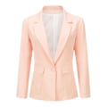 Miniatyrbillede 2 af 5: Yynuda 2-delt Slim Fit ensfarvet forretningsdragt til kvinder (blazer+bukser) Light Pink XS