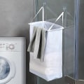 Miniatyrbillede 4 af 5: Vægmonteret netvasketøjskurv Sticky opbevaringstøjspose Foldbar krog